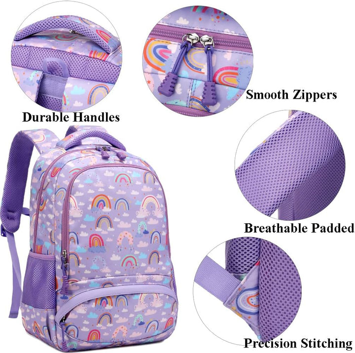 Schulrucksack Kinder Mädchen Regenbogen Rucksack Leichtgewicht Schultasche für Mädchen Teenager Back