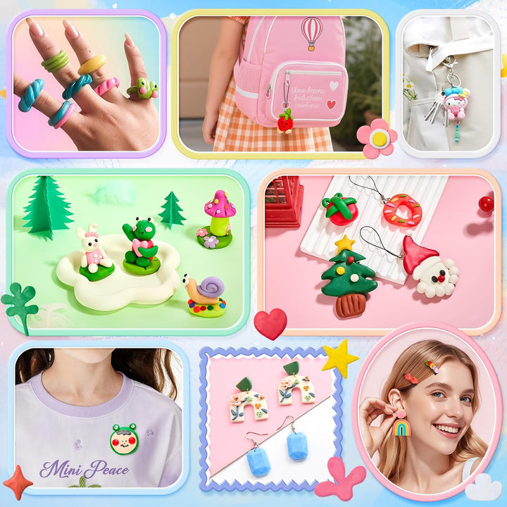 Bridokit 54 Stück Knete Kit, Polymer Clay Set Mit 19 Schnitzwerkzeuge und 2 Edelsteinsilikonform für