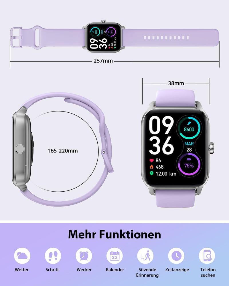 Gydom Smartwatch Damen mit Telefonfunktion 1.8" Alexa Integriert Fitnessuhr 100+ Sportmodi, Pulsmess