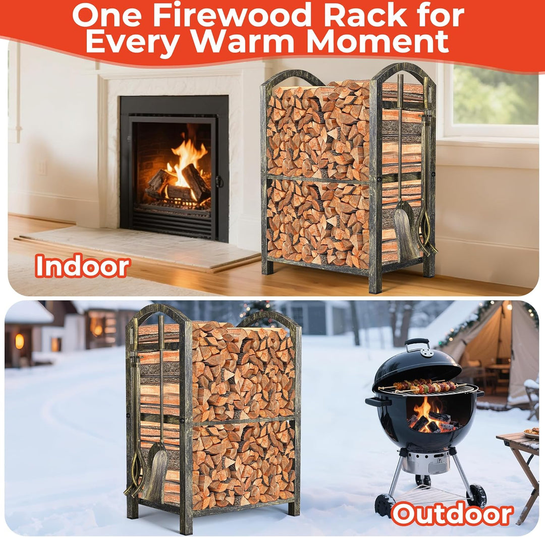 Amagabeli Kamin Kaminholz Holzregal mit Werkzeugsets Indoor Holzhalter Kamin Outdoor Holzhalter Rack