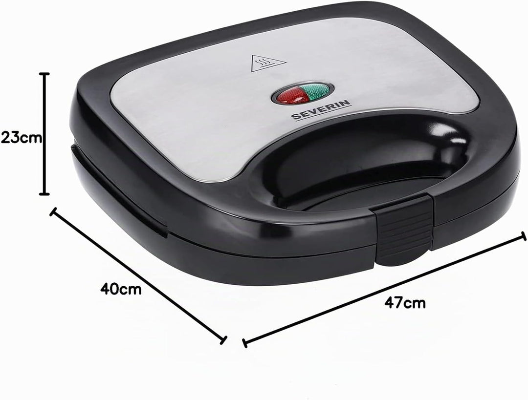 SEVERIN Sandwich-Toaster, Sandwichplatte, 600 W, SA 2969, Edelstahl/Schwarz Noir/Inox Brossé Single
