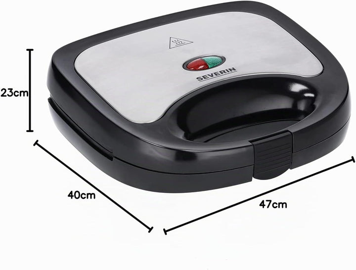 SEVERIN Sandwich-Toaster, Sandwichplatte, 600 W, SA 2969, Edelstahl/Schwarz Noir/Inox Brossé Single