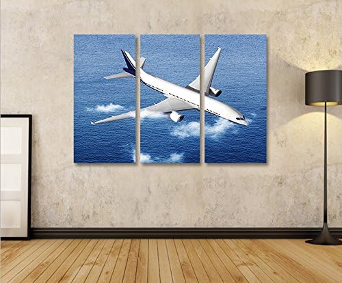 islandburner Bild Bilder auf Leinwand Flugzeug über dem Meer Fliegerei 3p XXL Poster Leinwandbild Wa