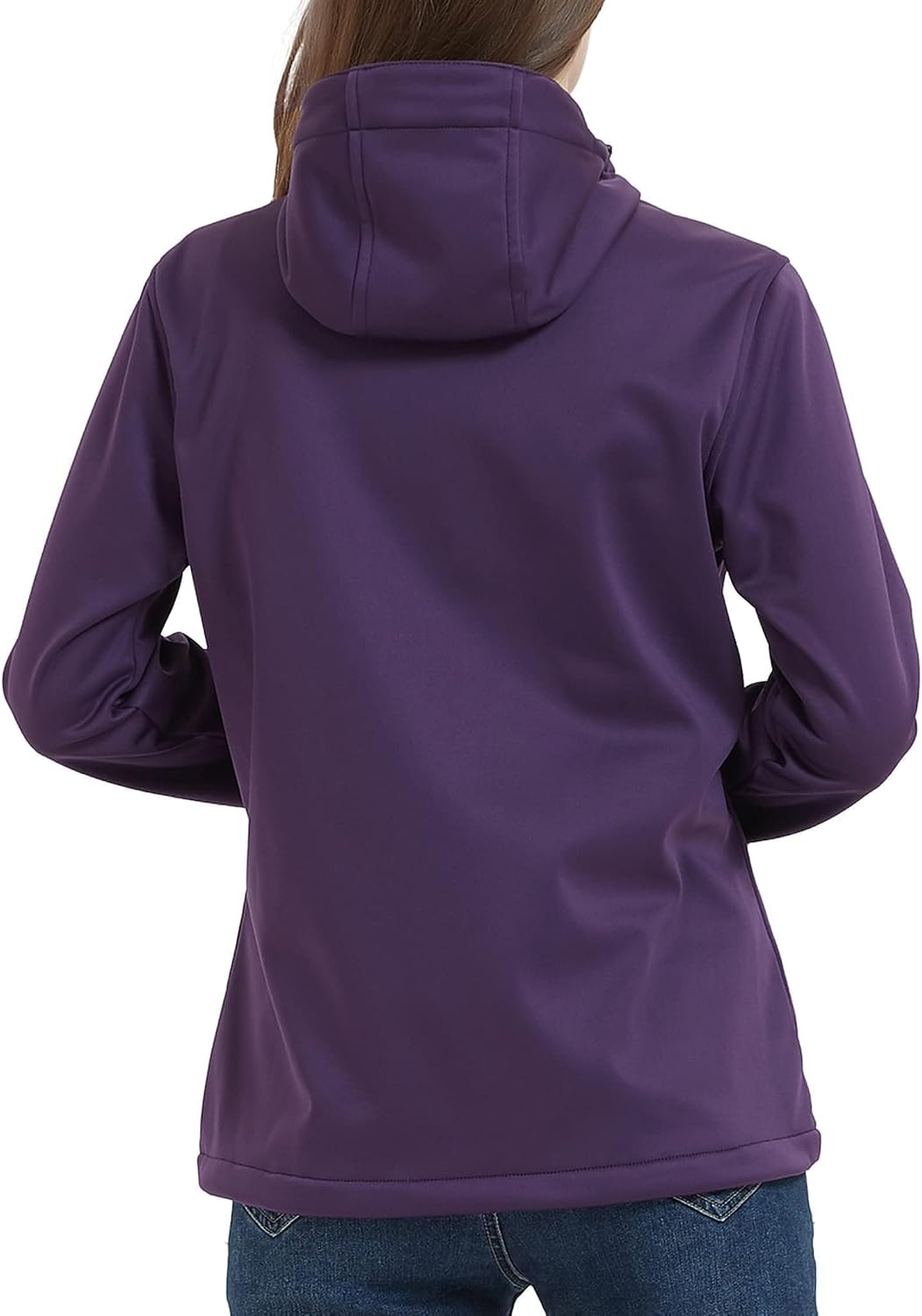 ATLASLAVA Damen Softshelljacke Wasserdichte Atmungsaktive Leichte Fleece Kapuze Übergangsjacke Laufe