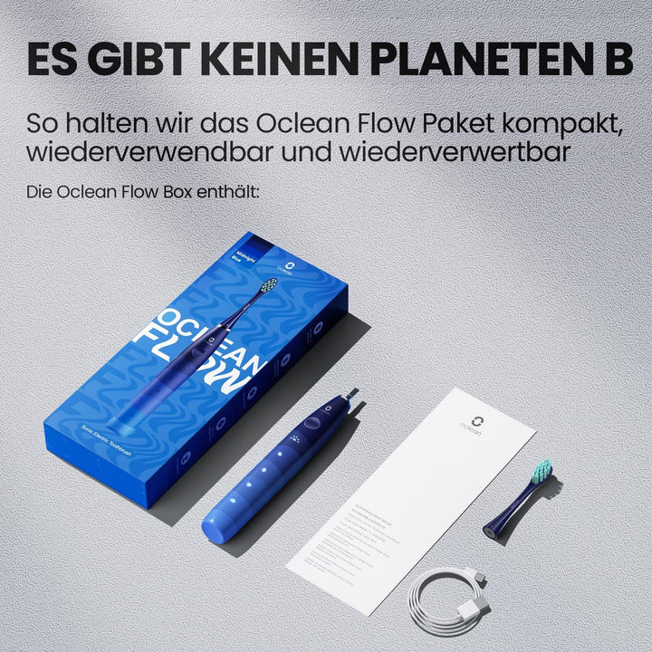 Oclean Flow Elektrische Zahnbürste, Schallzahnbürste mit 180 Tage Akkulaufzeit, 5 Putzmodi Zahnbürst