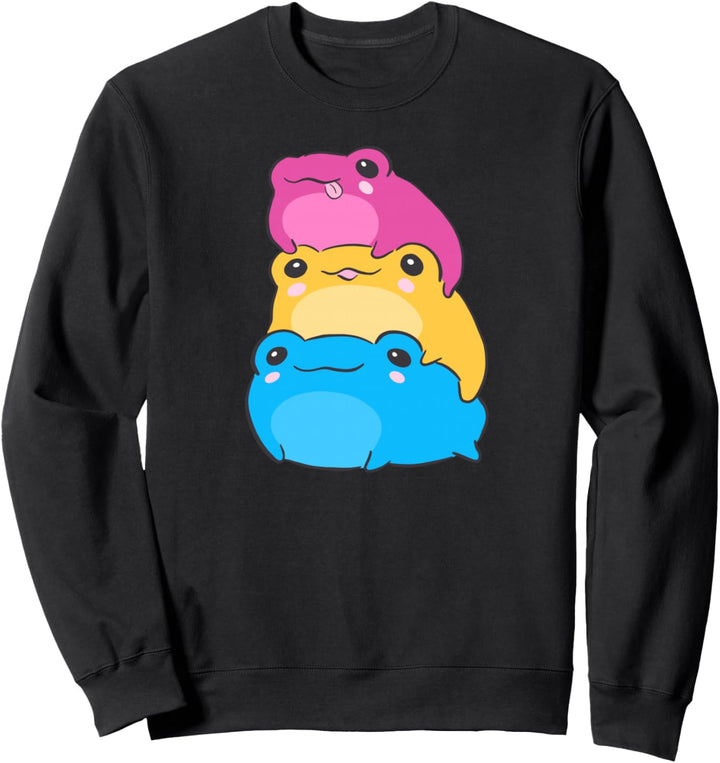 Pansexual Flag Color Frogs Subtle Pan Pride LGBTQ Aesthetic Sweatshirt