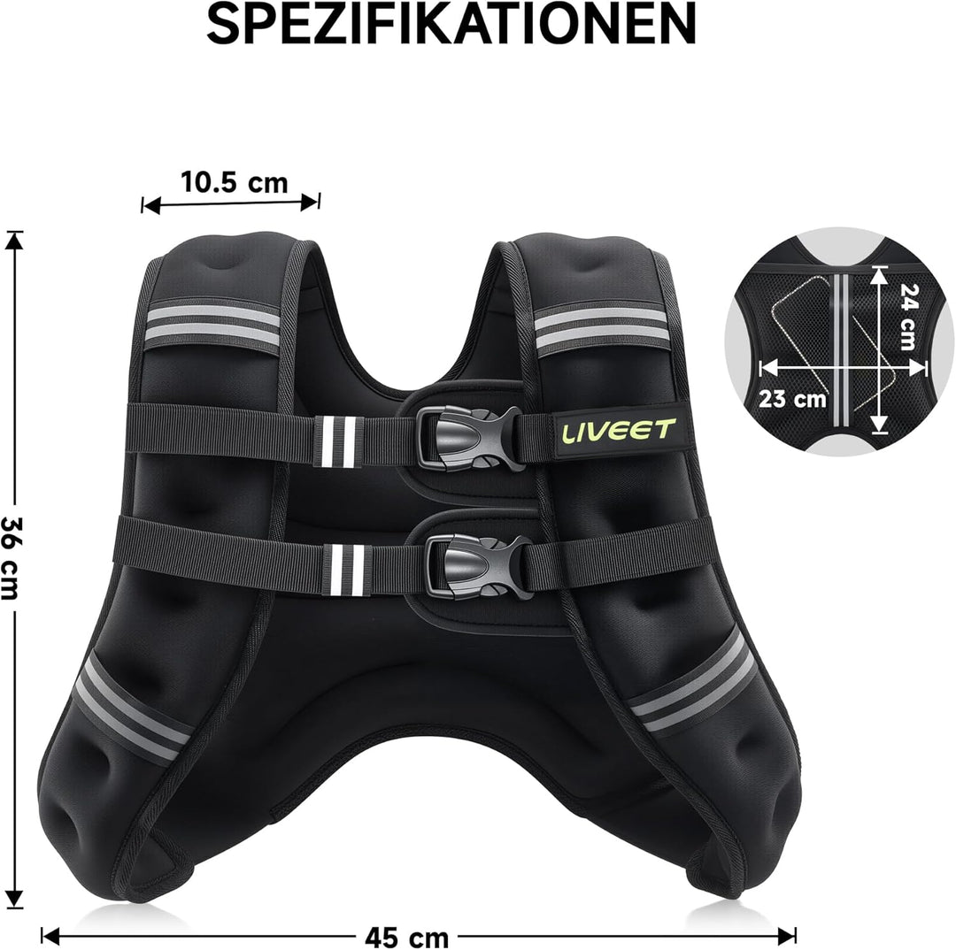Gewichtsweste, Gewichtsweste für Damen und Herren, Gewichtsweste mit reflektierenden Streifen, verst