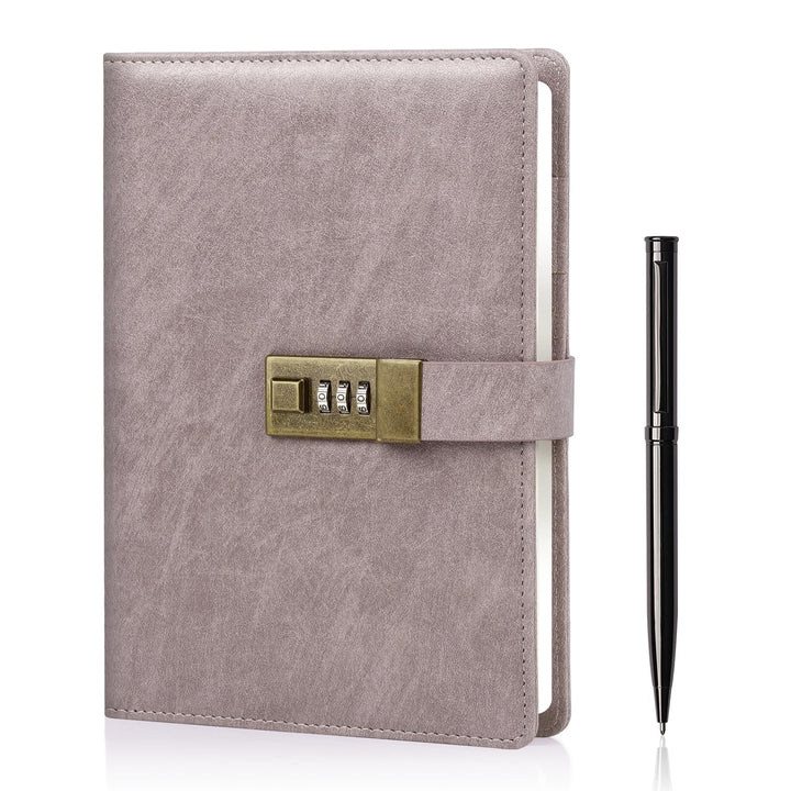 WEMATE Tagebuch mit Schloss, A5 PU Leder Journal mit Schloss 240 Seiten, Vintage Lock Journal mit St