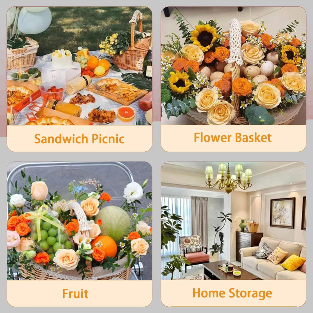 Picknickkorb aus Weide, Natural Weidenkorb mit Henkel, Handlicher Einkaufskorb aus Weide, Picknickko