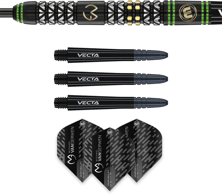 WINMAU Michael Van Gerwen MvG Vantage Tungsten Steeltip Darts Set 24 Gram with Prism Flights and Vec
