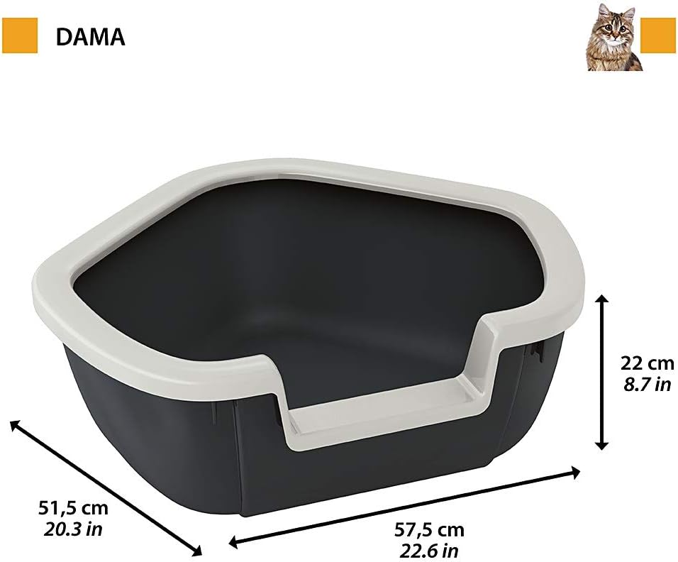 Ferplast Ecktoilette für Katzen offene Katzentoilette DAMA Eckkatzentoilette, widerstandsfähiger Kun