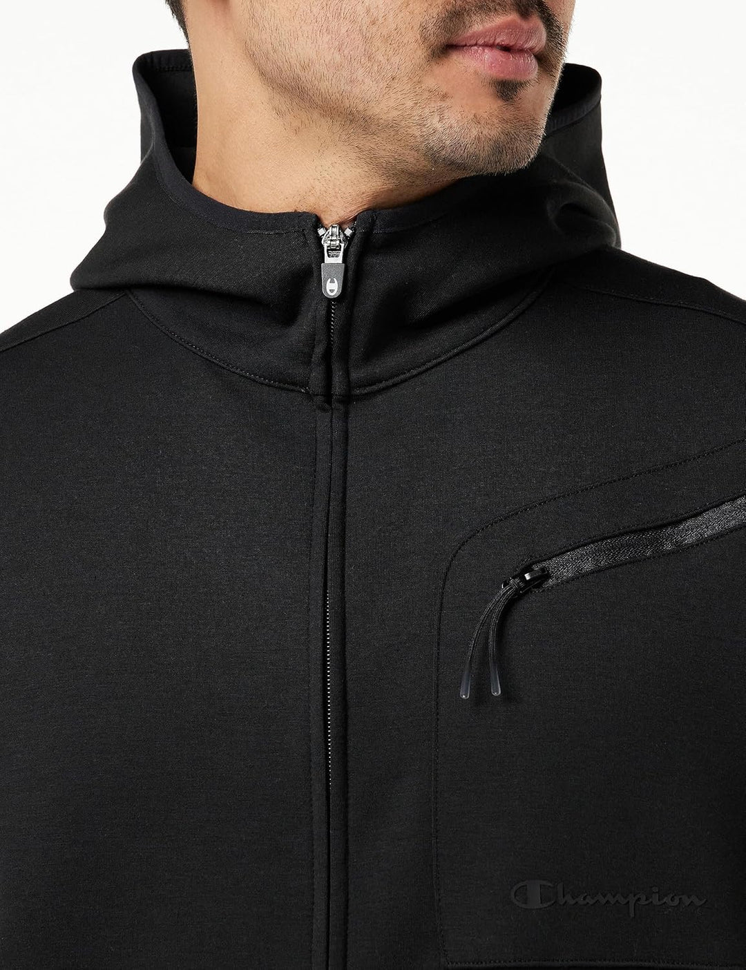 Champion Herren Legacy American Tech Poly-Baumwolle Interlock Full Zip Kapuzenpullover L Nero, L Ner