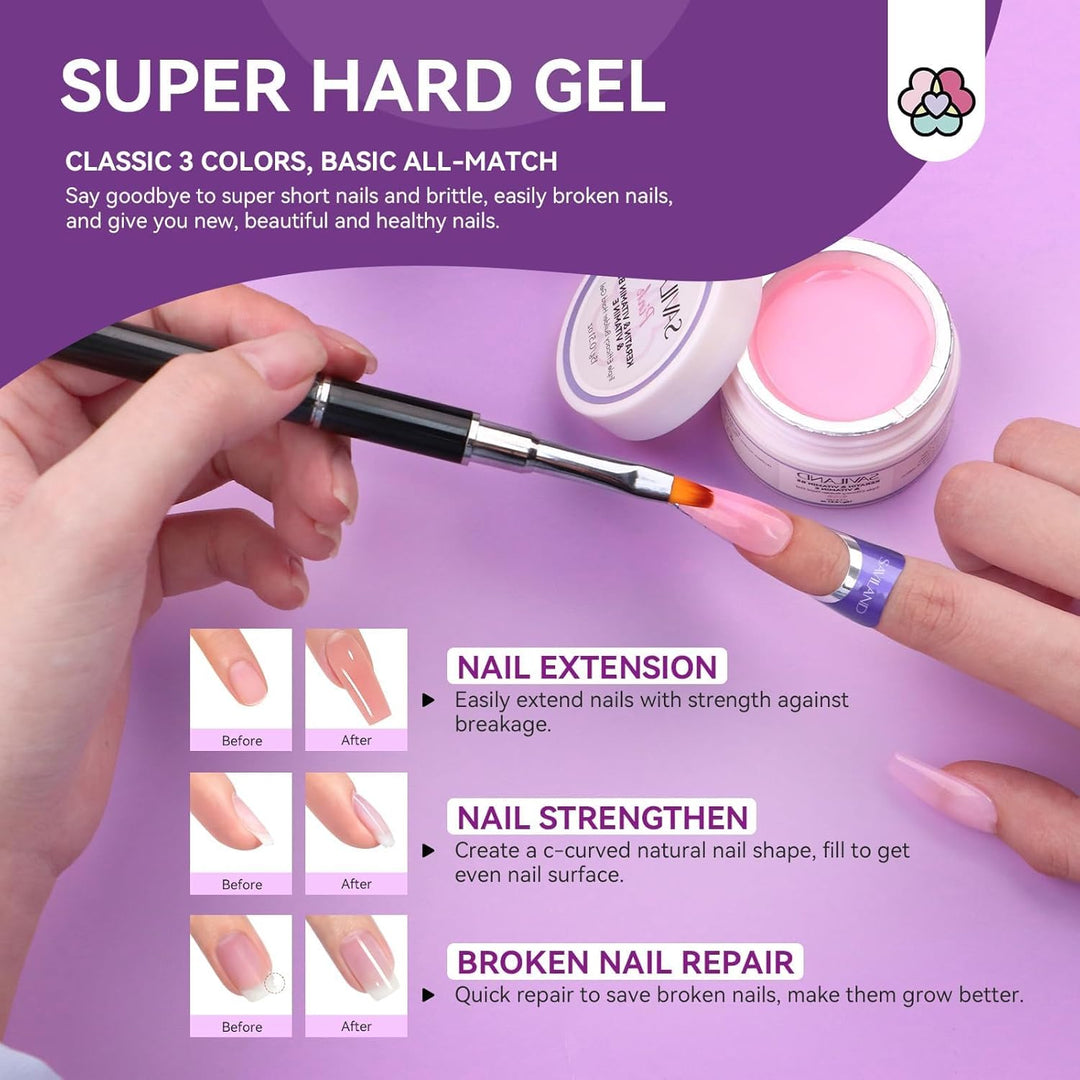 SAVILAND Builder Nail Gel Set – Klares&Rosa&Nude Aufbaugel für Gelnägel,Hartes Builder Gel für Nägel