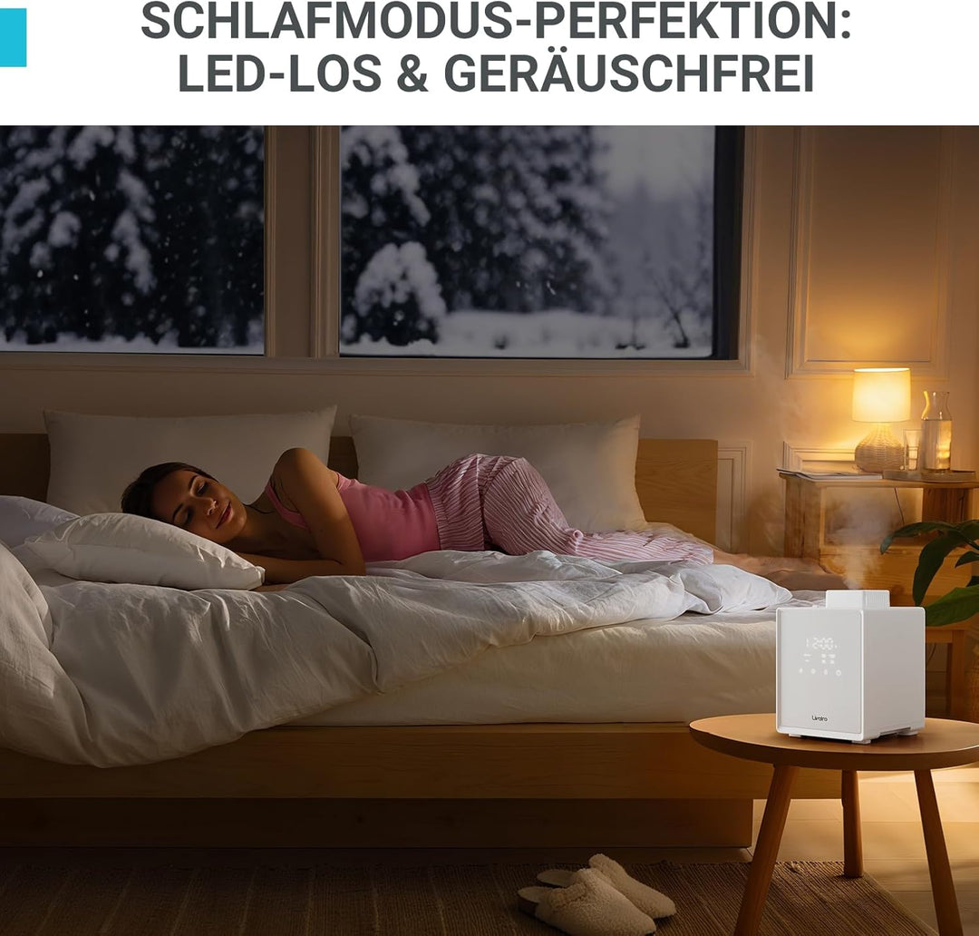 Luftbefeuchter Schlafzimmer Top-Fill, 3L Edelstahl Warmnebel Luftbefeuchter, Reduziert 99,97% der Ba