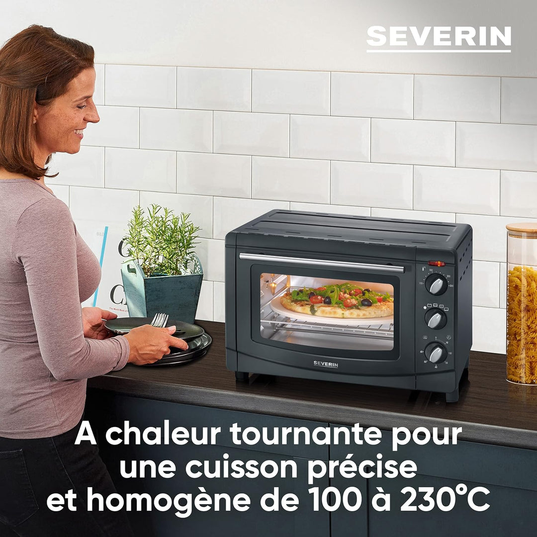 SEVERIN Back- und Toastofen mit Umluftfunktion, Mini Backofen, Heissluftofen mit 20 L Kapazität, 1.5