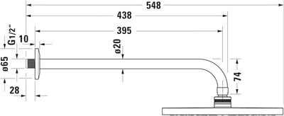 Duravit Universal Kopfbrausenset, Duscharm 410 mm, Duschkopf (Ø 250 mm), Kopfbrause rund, Armatur im