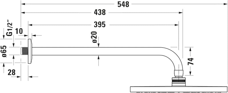 Duravit Universal Kopfbrausenset, Duscharm 410 mm, Duschkopf (Ø 250 mm), Kopfbrause rund, Armatur im