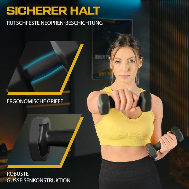 TREX SPORT Neopren Hanteln Set | Kurzhanteln 2er Set 4kg-20kg | Hanteln Frauen &amp; Männer Set 2 x 2 kg