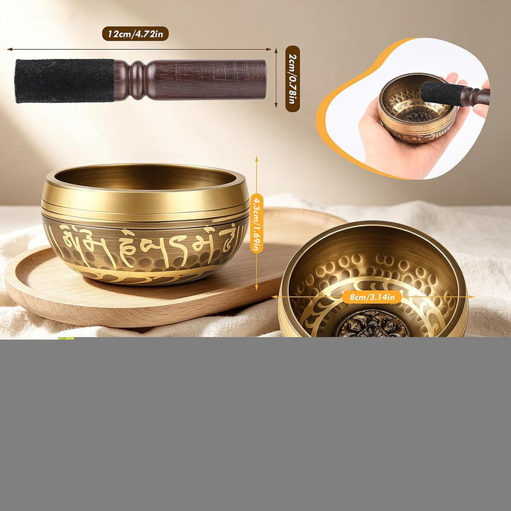 Grosse Original Tibetische Klangschalen Set- Ø13cm Klangschalen Set Hand gehämmert Messing Singing B