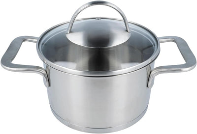 EUROHOME Bratentopf mit Glasdeckel passgenau und induktionsgeeignet - Kochtopf Edelstahl Ø16 cm - Ho