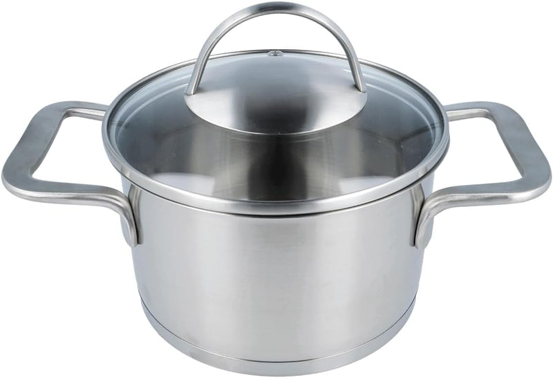 EUROHOME Bratentopf mit Glasdeckel passgenau und induktionsgeeignet - Kochtopf Edelstahl Ø16 cm - Ho