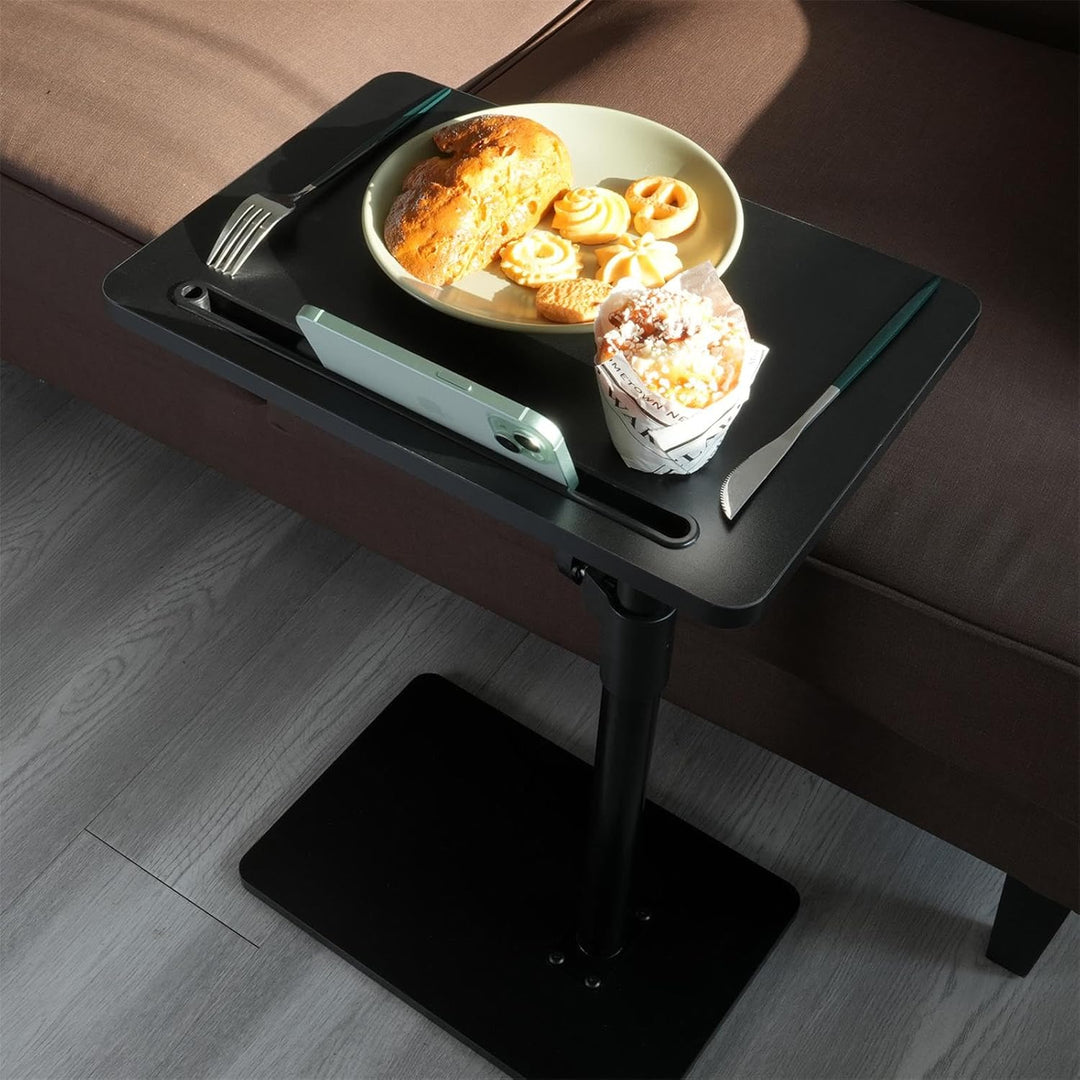Couch Beistelltisch - 360° schwenkbarer höhenverstellbar Couchtisch/Holz Sofatisch,Sofa Armlehne Tab