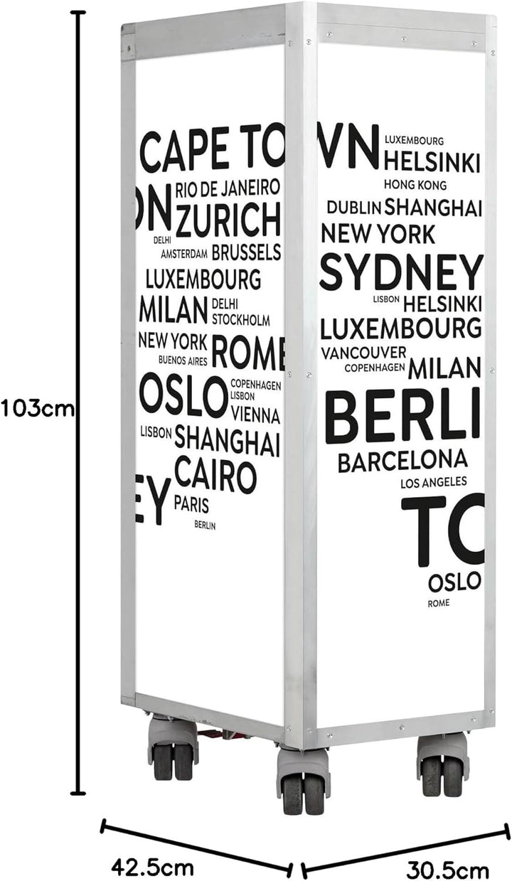 Flugzeugtrolley City Weiss (Originalrollen), Gebrauchtes Original aus der Luftfahrt - ausgemustert u