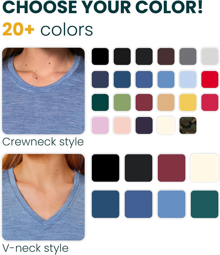 Merino.tech Merinowolle T-Shirt Damen - 100% Merinowolle Leichte Basisschicht Damen Kurzarm T-Shirt