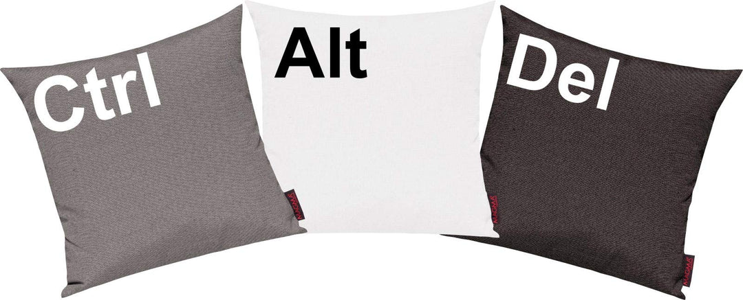 ShirtInStyle Kissenhüllen Set 3 Stück, Sofakissen. Kissenbezug, Motiv Ctrl, Alt, Del, Farbe Grau, Gr