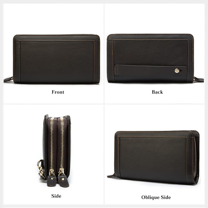 PORRASSO Herren Geldbörse Leder Clutch Tasche Kreditkartenetui Brieftasche Handytasche Portemonnaie