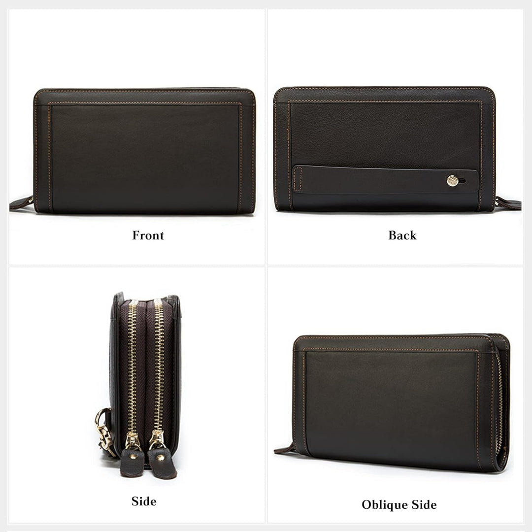 PORRASSO Herren Geldbörse Leder Clutch Tasche Kreditkartenetui Brieftasche Handytasche Portemonnaie