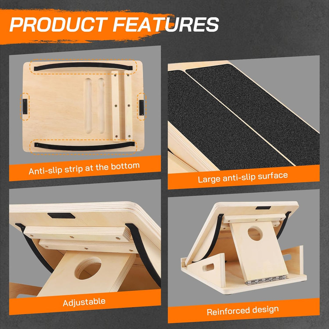 2-in-1 Balance Board Erwachsene, Tragbares Schrägbrett aus Holz für Wadendehnung und Neigungsbrett,