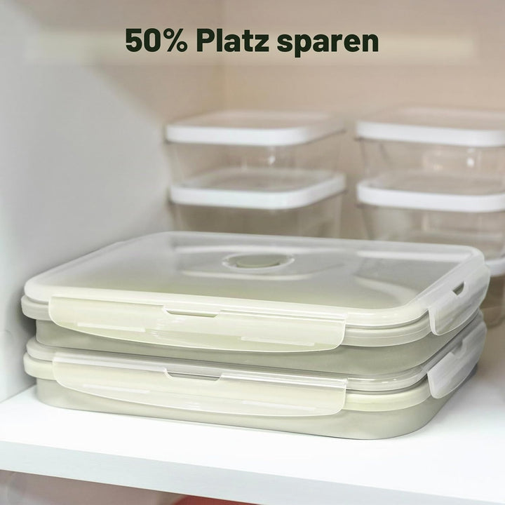 Zusammenklappbare Frischhaltedosen mit luftdichtem Deckel und Entlüftungsventil, 2000 ml, stapelbare