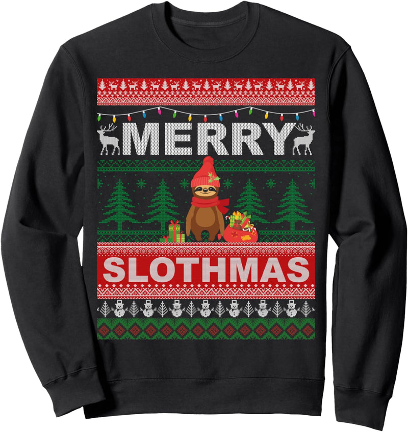 Merry Slothmas Lustiger Ugly Christmas Sweater mit Faultier Sweatshirt