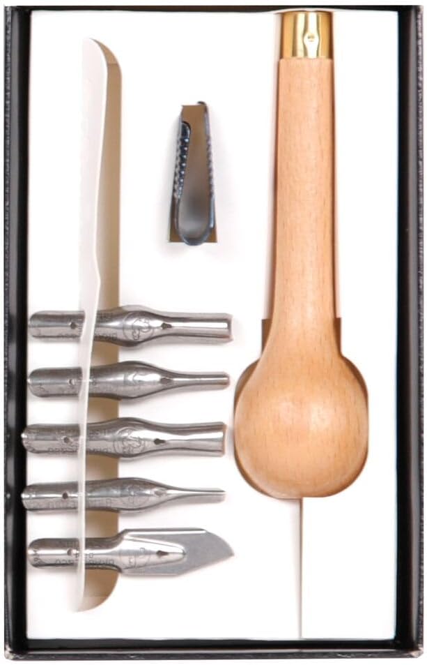 Brause 891B Linolschneider Set (mit 1 Handgriff, 5 linolfedern und 1 Federauszieher) Linolschnittbes