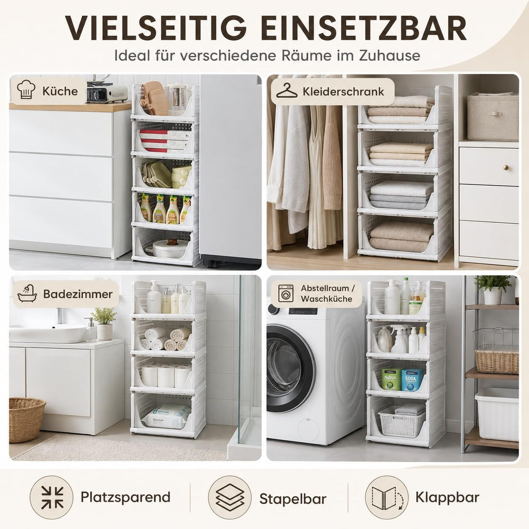 RMAN Kleiderschrank Organizer 3er Set Stapelbare Aufbewahrungsboxen Kunststoff Faltbares Schubladen
