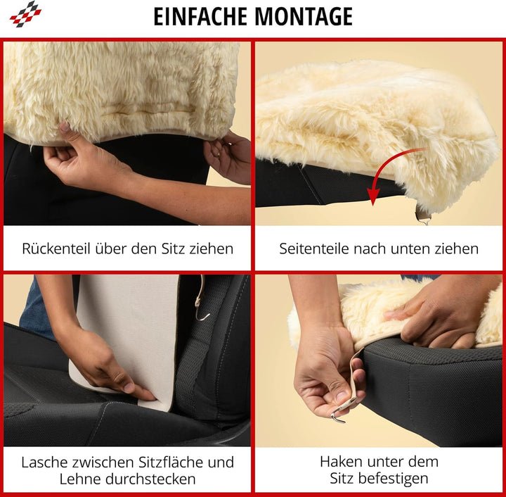 Walser Lammfell Autositzbezug Nineve, 100% Lammfell Sitzbezug für Auto, 1 Stück Lammfell Sitzbezüge