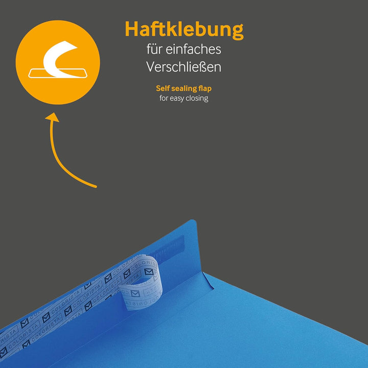 100 Stück, Farbige Briefumschläge, DIN C5, Haftklebung mit Abziehstreifen, Gerade Klappe, 130 g/qm C