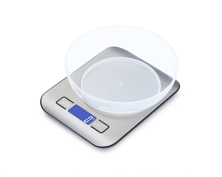 Herzberg HG0413 Elektronische Küchenwaage, Kapazität 5 kg, LCD-Display, mehrere Einheiten, Zählfunkt