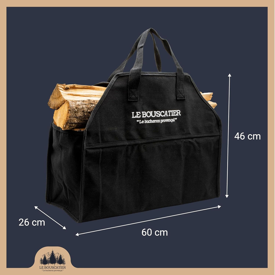 Le Bouscatier Holztasche für 30 oder 50 cm Holzscheite Kaminholzkorb für Ofen und Holzkamin