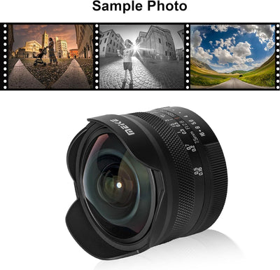 Meike 7,5 mm F2,8 grosse Blende, ultraweites, rundes Fischaugenobjektiv, manueller Fokus, kompatibel
