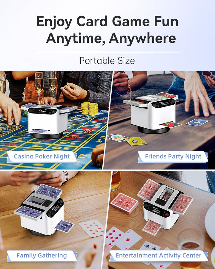 Automatischer Kartenmischer und Dealer 2-in-1, 2 Deck 360° Rotierende Dealing-Maschine für 12 Spiele
