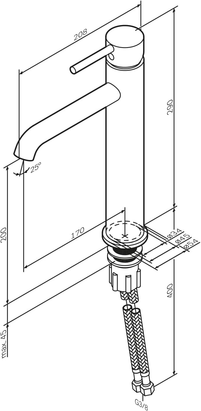 Wasserhahn Bad Hoch, Waschbecken Badarmatur, Mischbatterie Waschbecken aus Messing, Waschtischarmatu