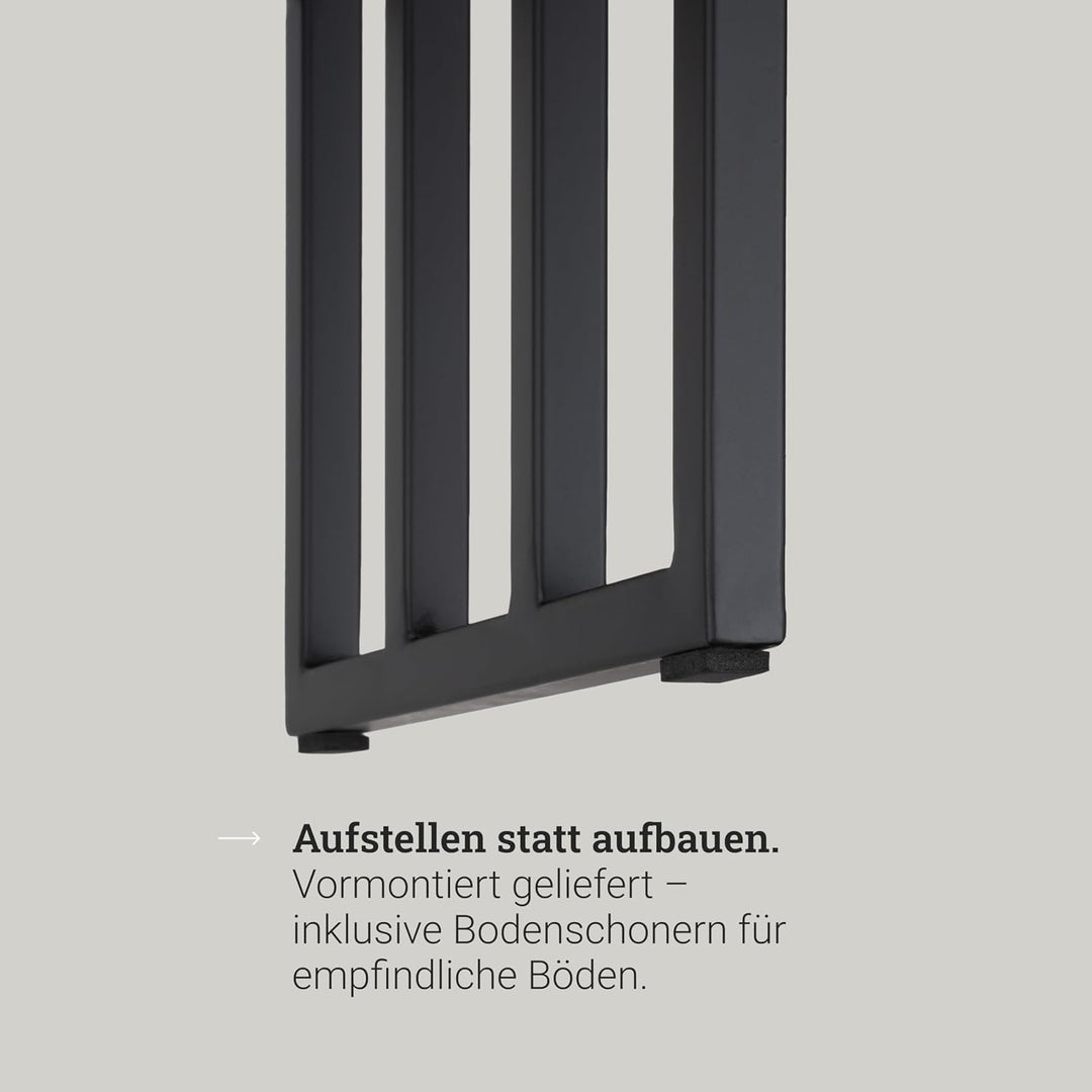 Natural Goods Berlin 1x Schuhablage RECHTECK - Offenes Schuhregal Metall Schwarz - 80 x 25 x 30 cm -
