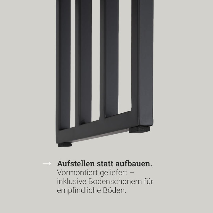 Natural Goods Berlin 1x Schuhablage RECHTECK - Offenes Schuhregal Metall Schwarz - 80 x 25 x 30 cm -