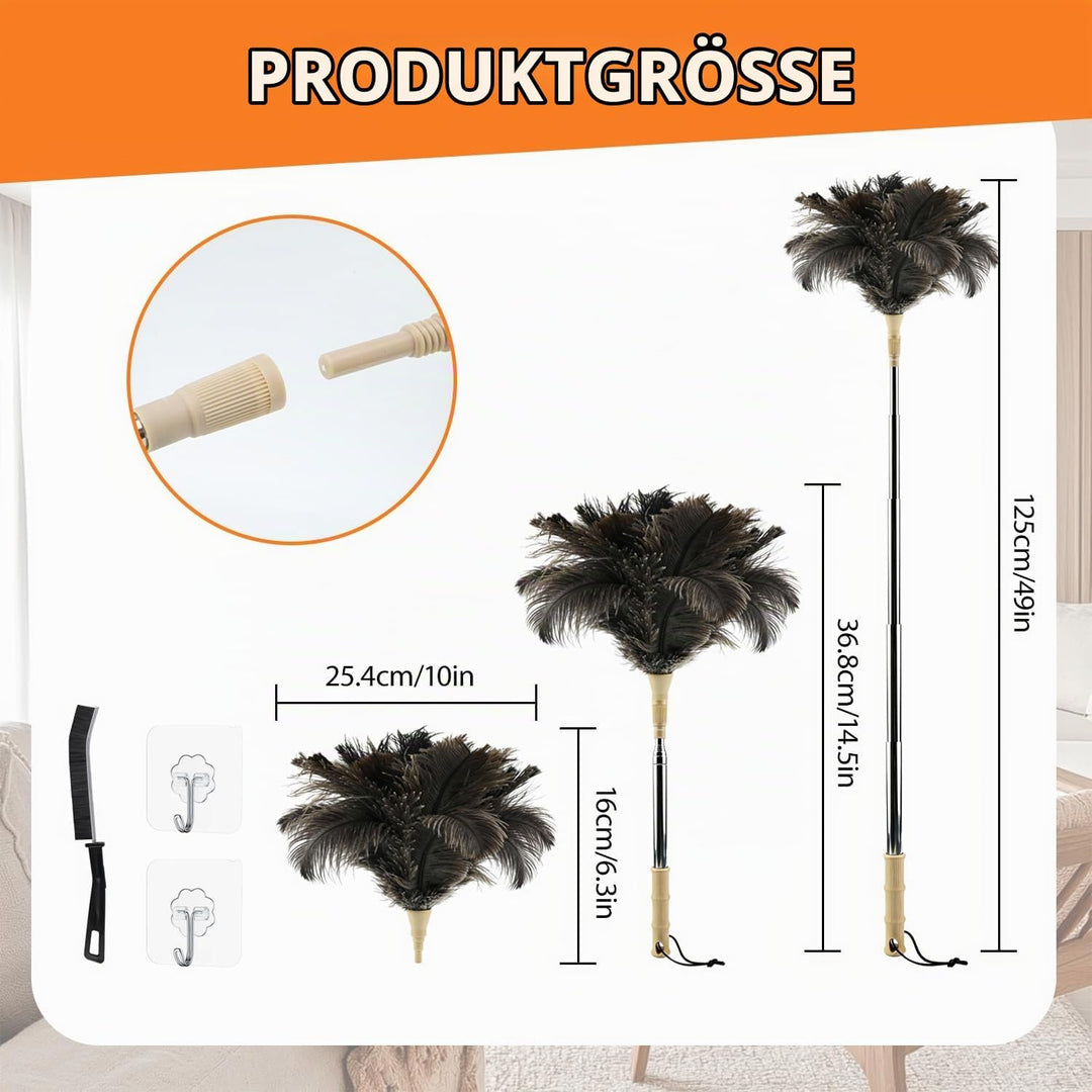 Duster Ostrich Feathers Staubwedel Straussenfedern, staubwedel Teleskopstange Straussenfedern Reinig