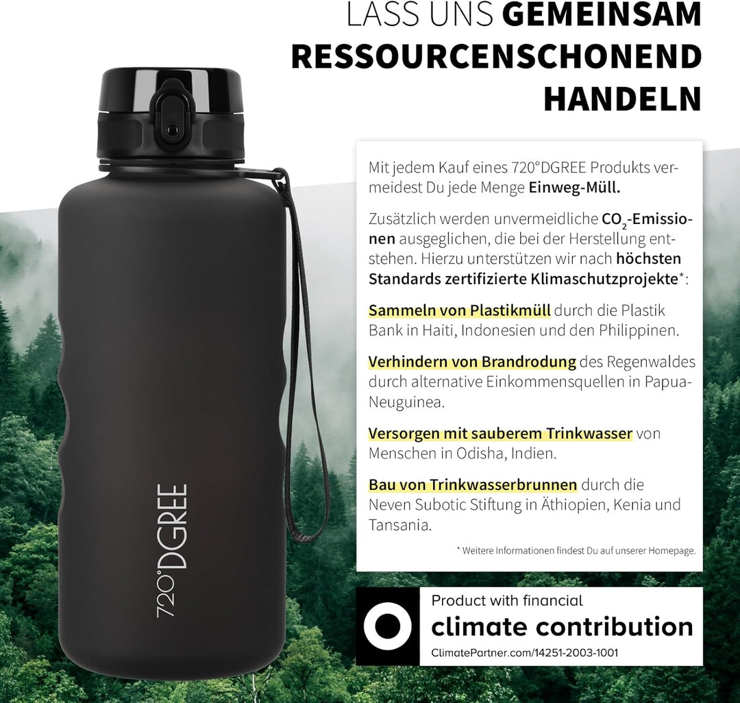 720°DGREE Trinkflasche 2l “uberBottle“ softTouch +Sieb - BPA-Frei - XXL Wasserflasche für Gym, Fitne