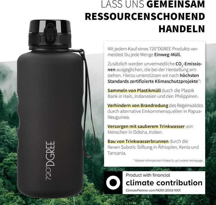 720°DGREE Trinkflasche 2l “uberBottle“ softTouch +Sieb - BPA-Frei - XXL Wasserflasche für Gym, Fitne