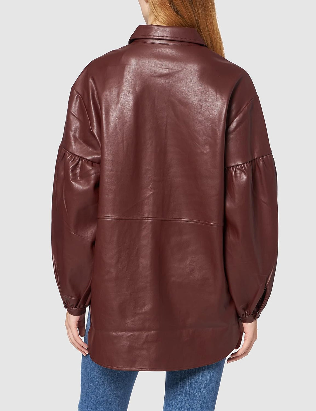 NA-KD Damen-Pu-Shirt mit übergrossen Puffärmeln, rot, 34