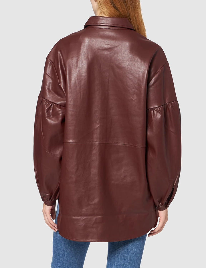 NA-KD Damen-Pu-Shirt mit übergrossen Puffärmeln, rot, 34